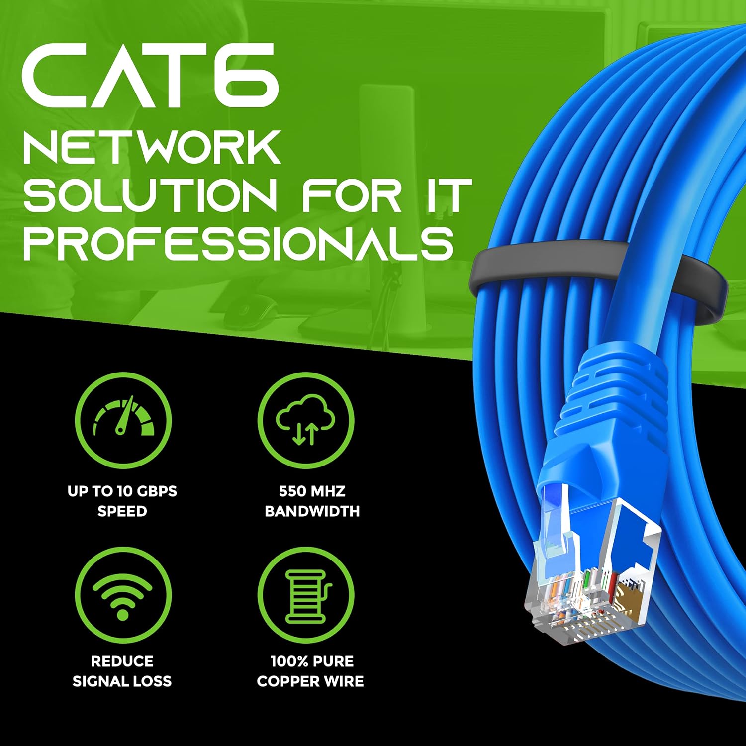 10FT CAT6 RJ45 24AWG ETHERNET LAN CABLE